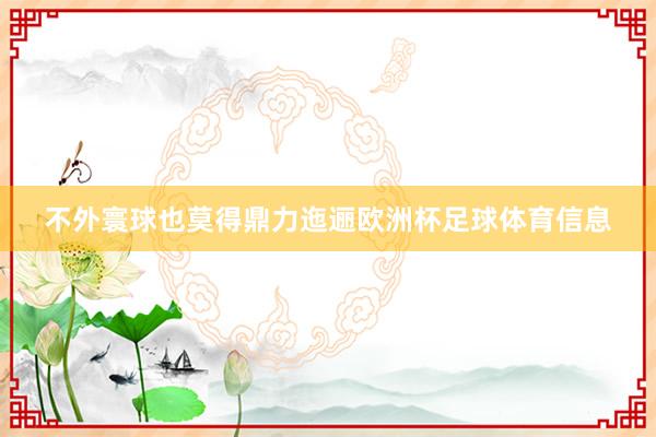 不外寰球也莫得鼎力迤逦欧洲杯足球体育信息