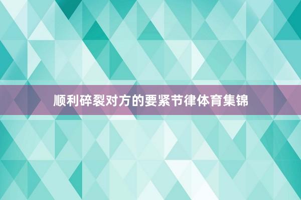 顺利碎裂对方的要紧节律体育集锦