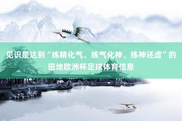见识是达到“练精化气、练气化神、练神还虚”的田地欧洲杯足球体育信息