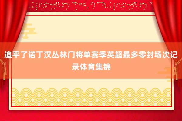 追平了诺丁汉丛林门将单赛季英超最多零封场次记录体育集锦