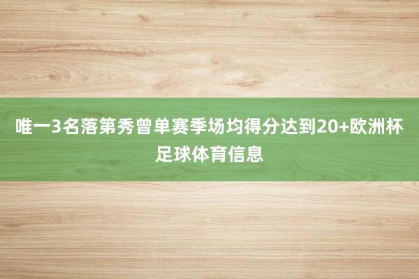 唯一3名落第秀曾单赛季场均得分达到20+欧洲杯足球体育信息