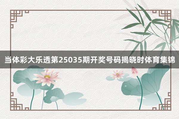 当体彩大乐透第25035期开奖号码揭晓时体育集锦