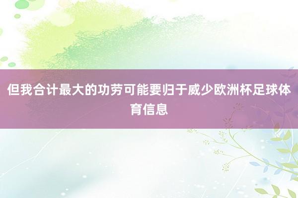 但我合计最大的功劳可能要归于威少欧洲杯足球体育信息