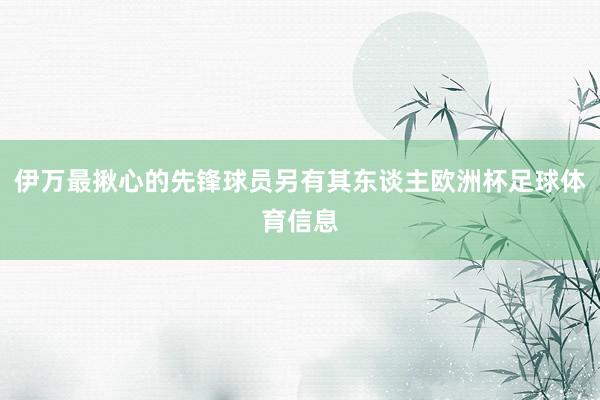 伊万最揪心的先锋球员另有其东谈主欧洲杯足球体育信息