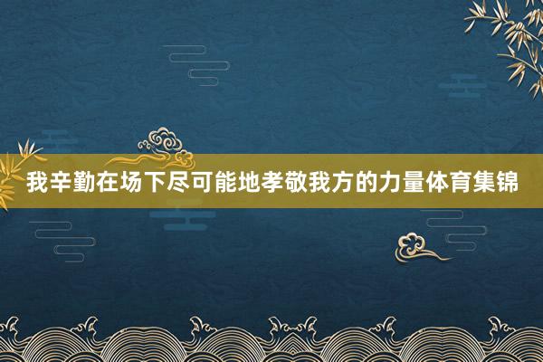 我辛勤在场下尽可能地孝敬我方的力量体育集锦