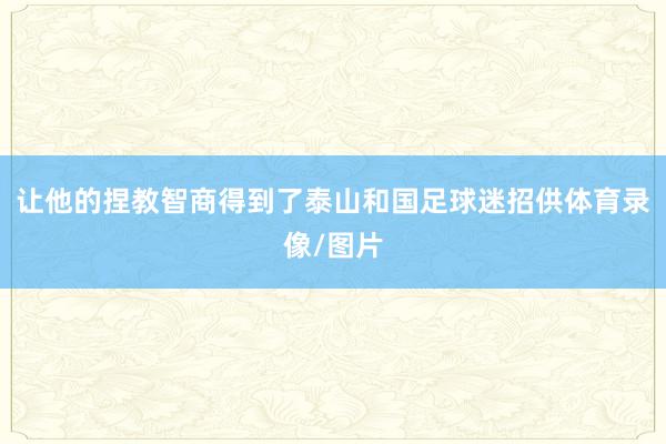 让他的捏教智商得到了泰山和国足球迷招供体育录像/图片