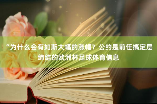 “为什么会有如斯大幅的涨幅？公约是前任搞定层缔结的欧洲杯足球体育信息