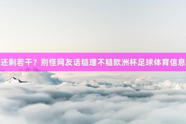 还剩若干？别怪网友话糙理不糙欧洲杯足球体育信息