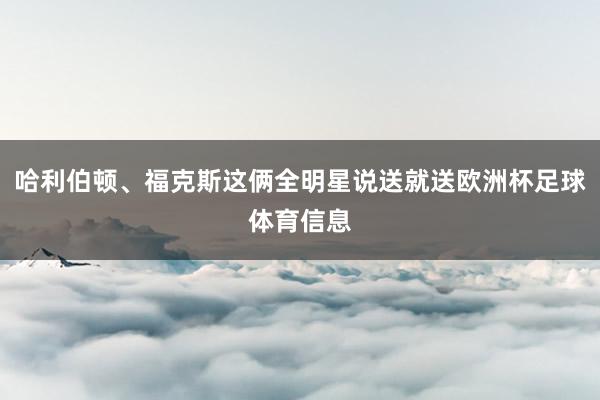 哈利伯顿、福克斯这俩全明星说送就送欧洲杯足球体育信息