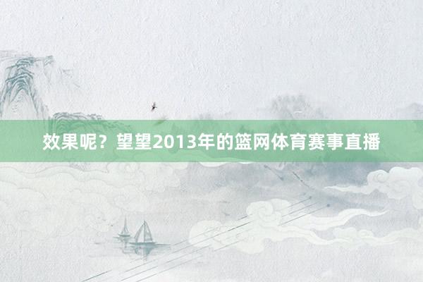 效果呢？望望2013年的篮网体育赛事直播