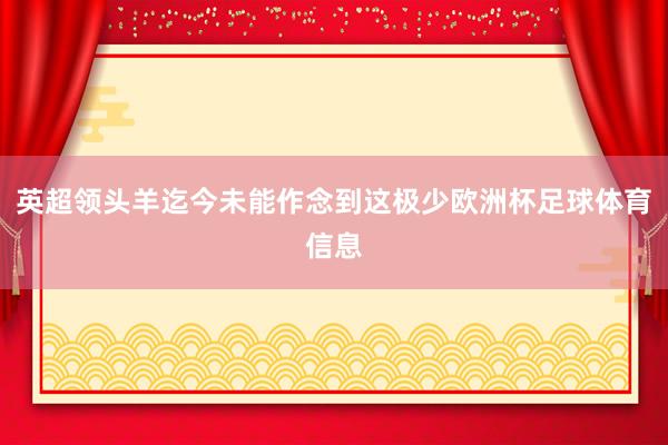 英超领头羊迄今未能作念到这极少欧洲杯足球体育信息